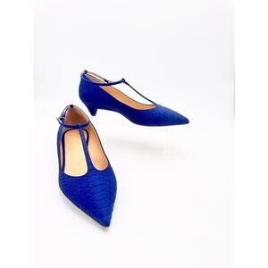 Giuseppe Zanotti Olivia Cerulean Blue T-Strap Pumps Snakeskin Size EU 38